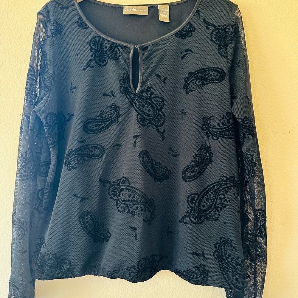 Catherines Black Paisley Blouse